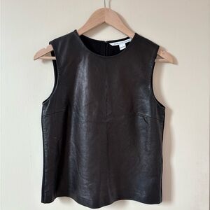 Diane Von Furstenberg Black Leather tank